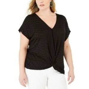 INC Plus Size Blouse Eyelet Twist-Front Top